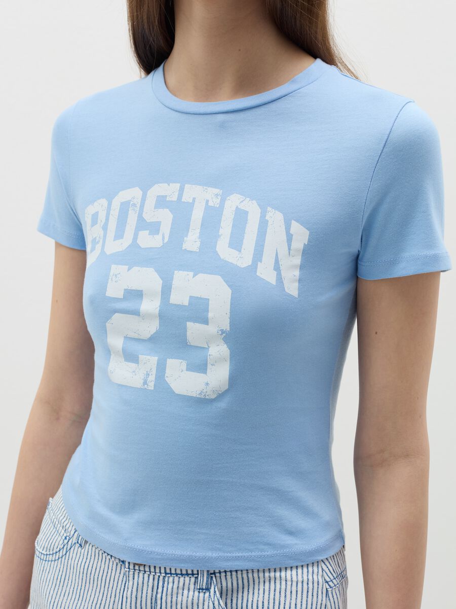 Crop T-shirt with lettering print_2