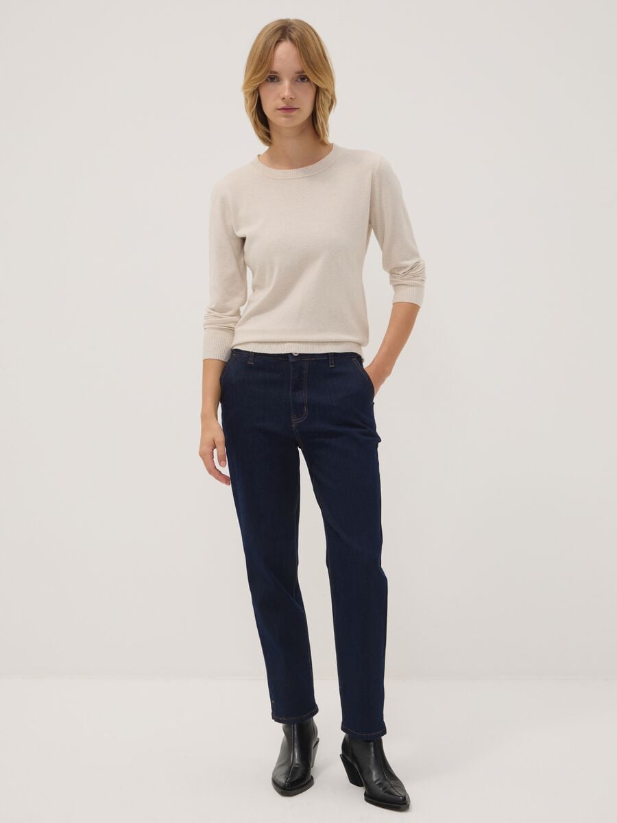 Beige viscose-blend jumper with m&eacute;lange yarns_1