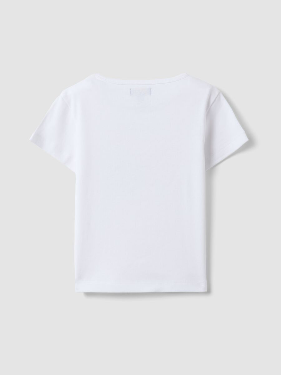 T-shirt bianca in puro cotone da ragazza con fiori ricamati_4
