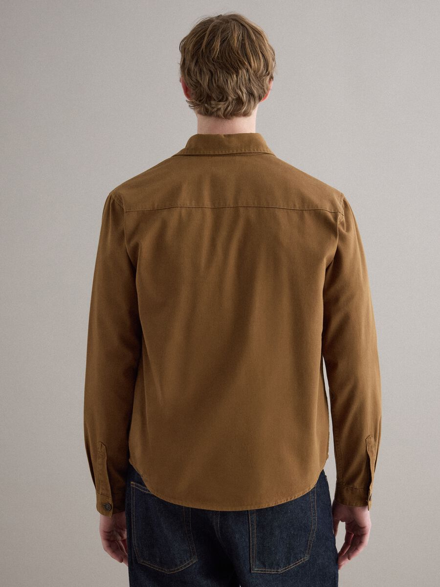 Brown pure cotton regular fit shirt_3