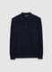 Blue long-sleeve polo in cotton and silk blend regular fit_4