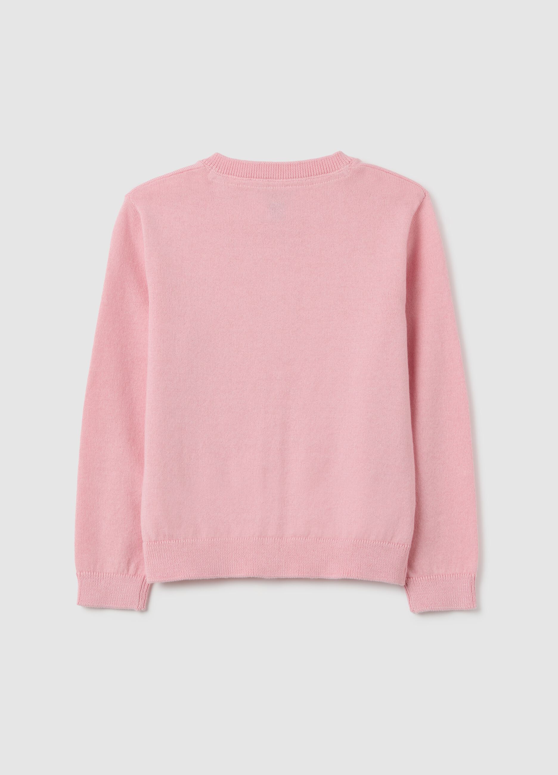 Girls' pink regular fit cotton blend cardigan