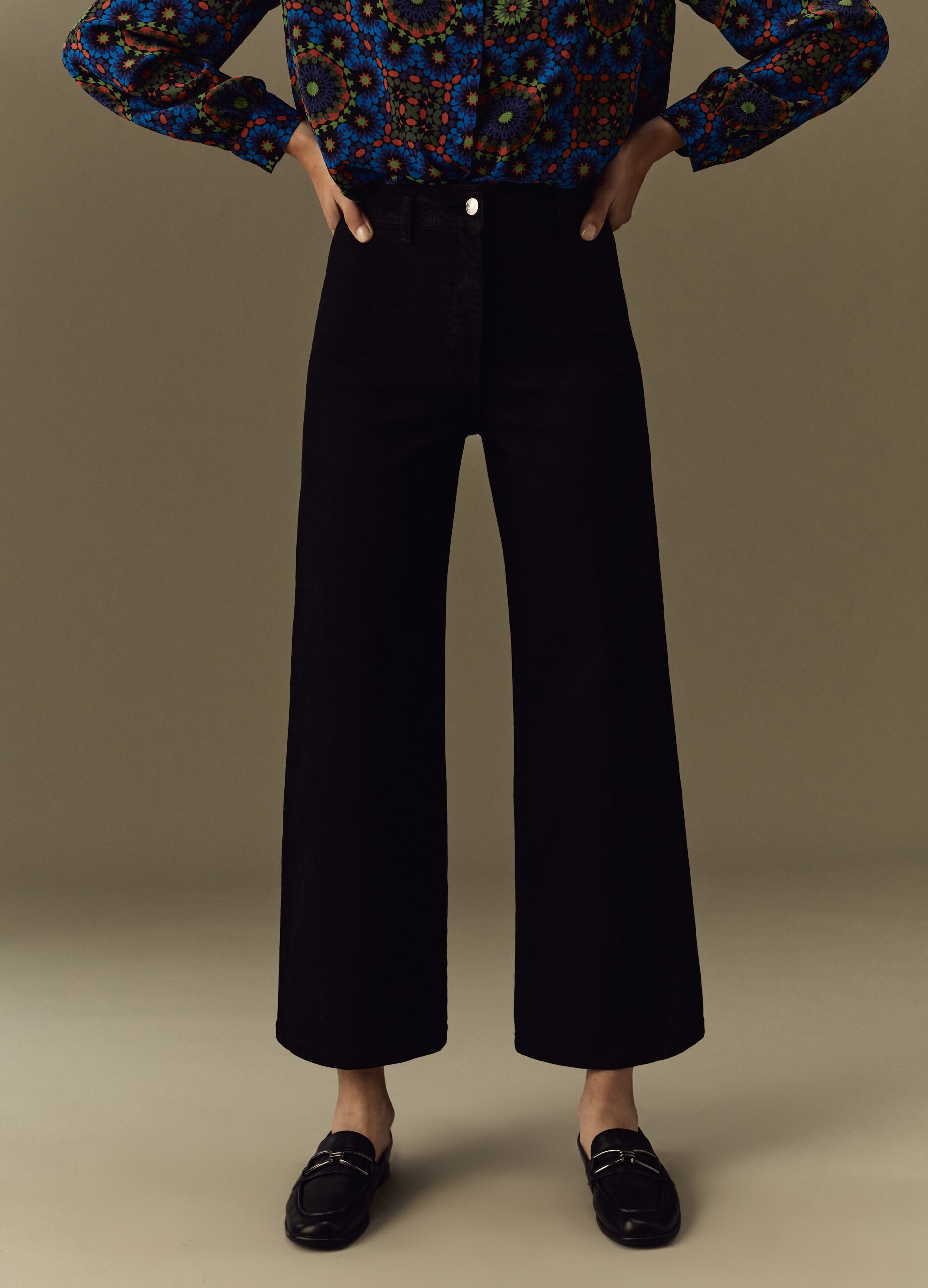 Jeans wide leg in cotone stretch_1
