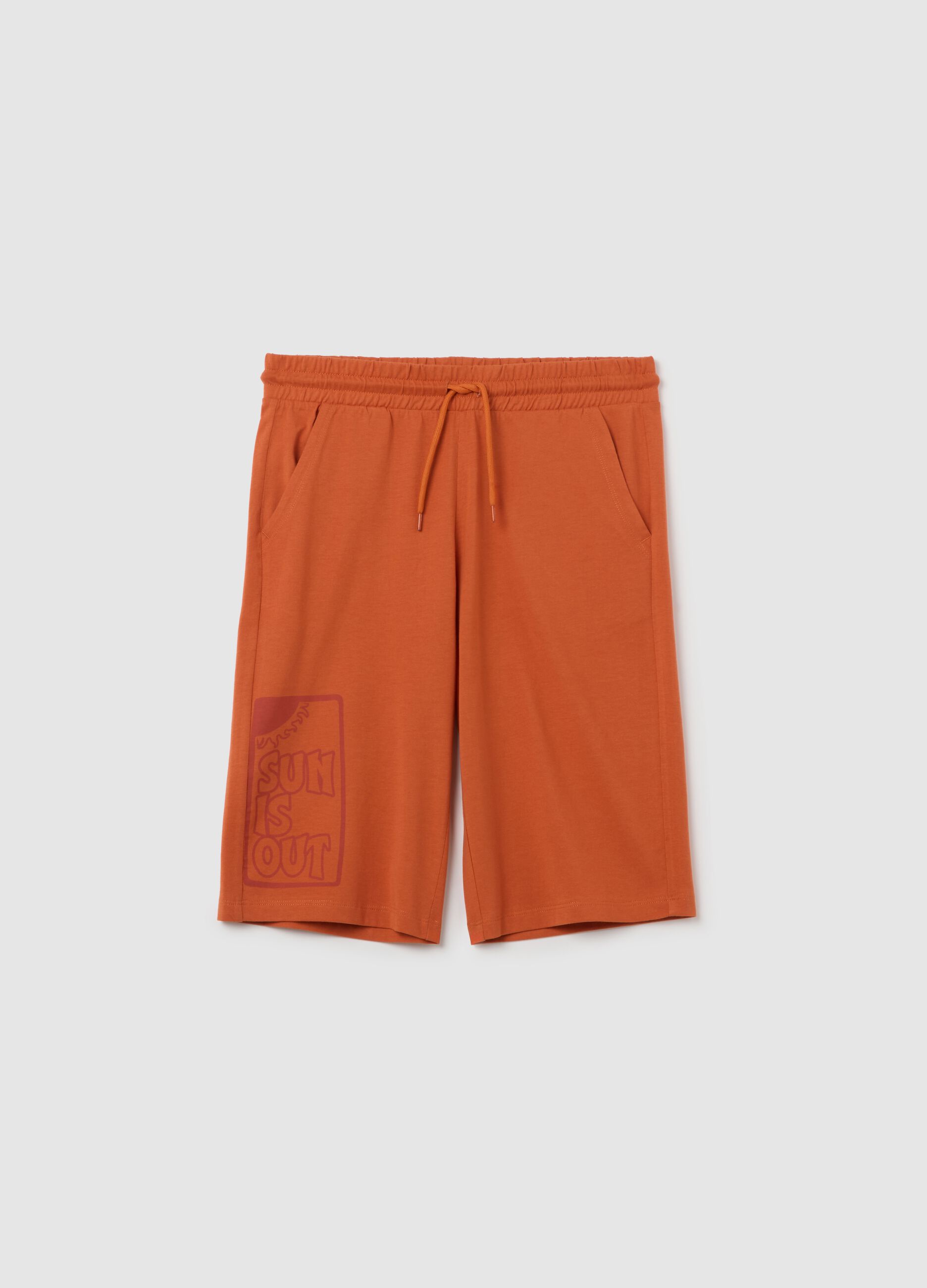 Boys' orange cotton bermuda shorts regular fit