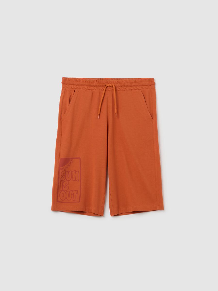 Boys' orange cotton bermuda shorts regular fit_0