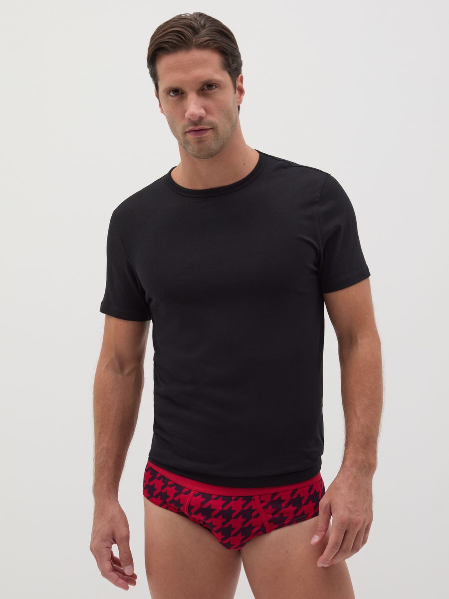 Stretch organic cotton briefs with all-over print_0