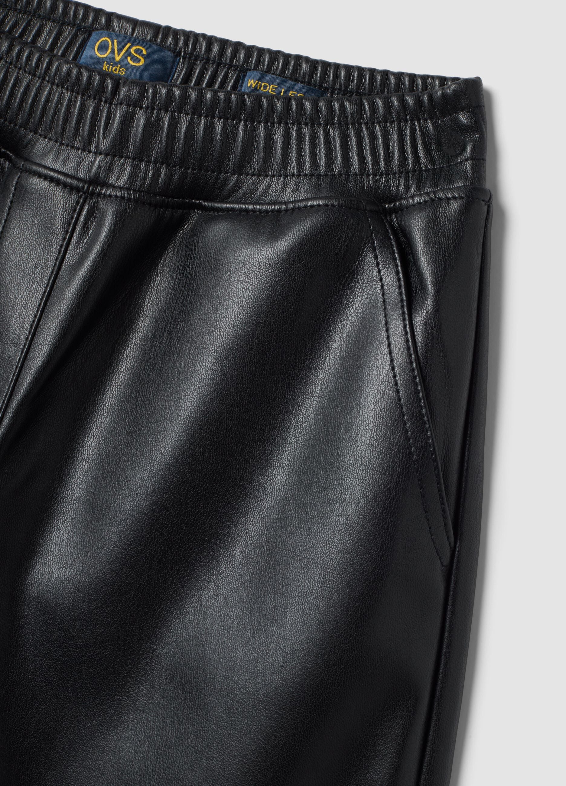 Girls&rsquo; black wide-leg trousers with elasticated waist