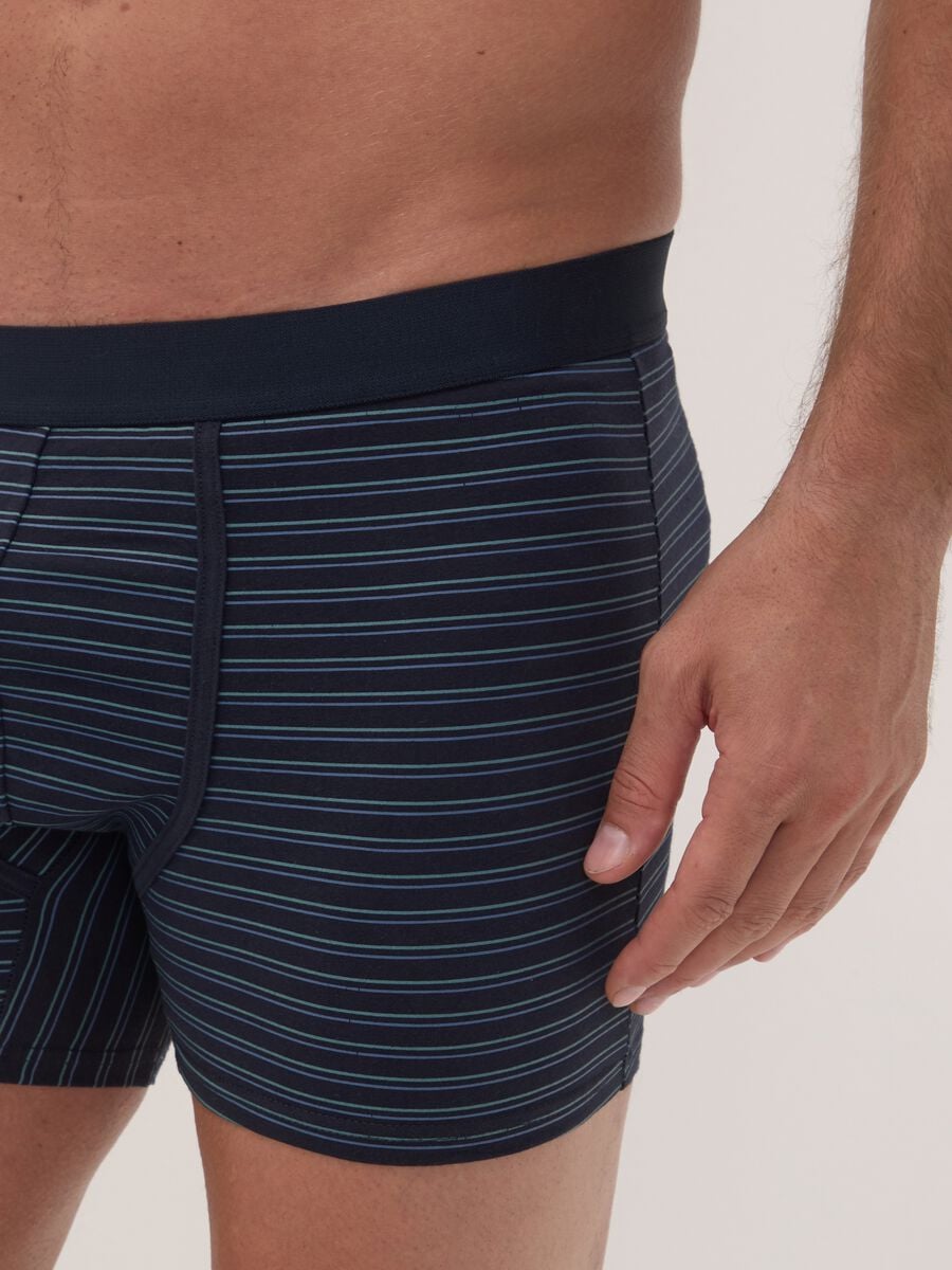 Tripack di boxer midi blu in cotone organico elasticizzato_3