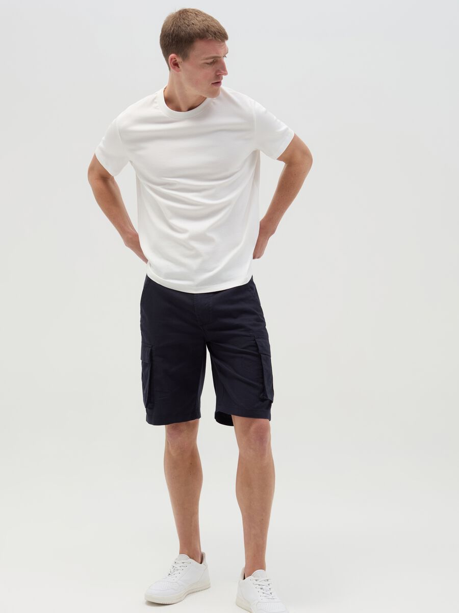 Stretch cotton cargo Bermuda shorts_0