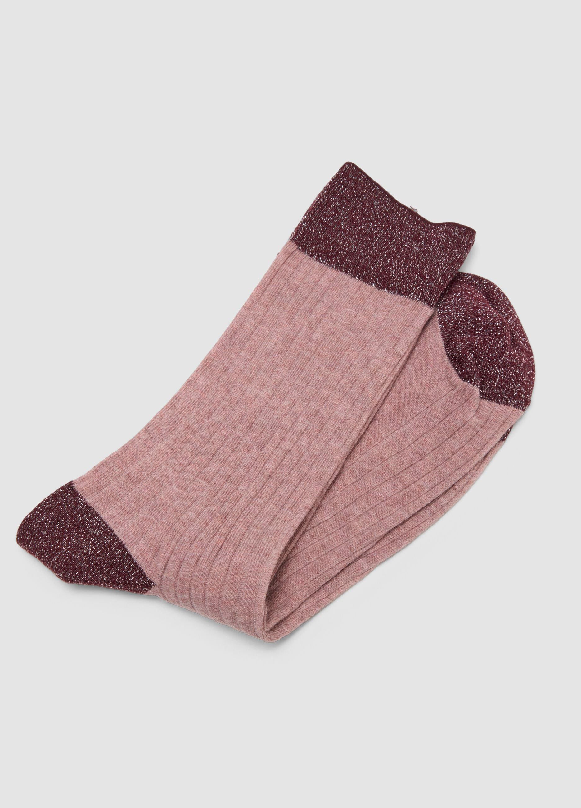 Ribbed pink stretch cotton socks