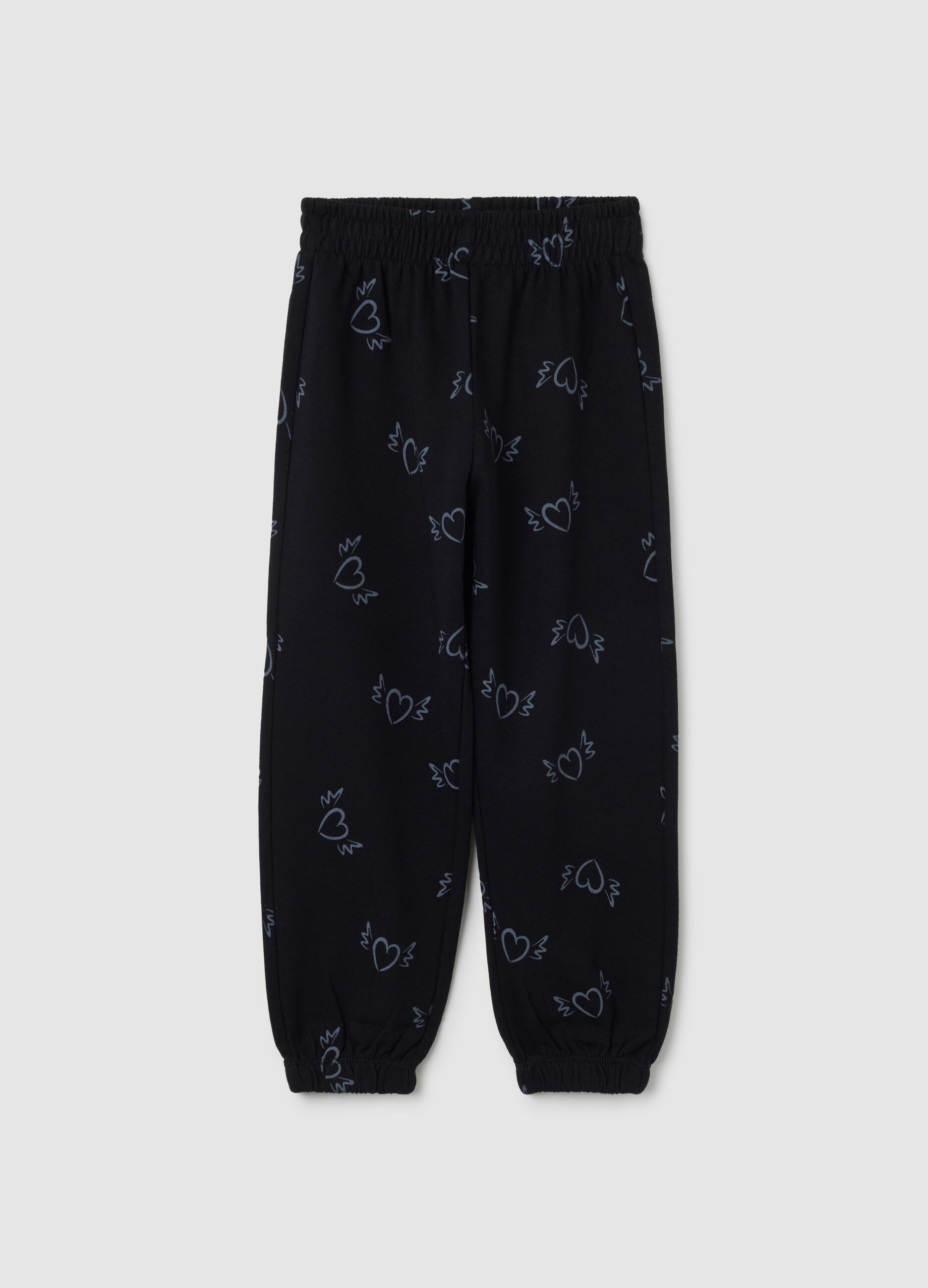 Pantaloni da bambina in puro cotone nero regular fit