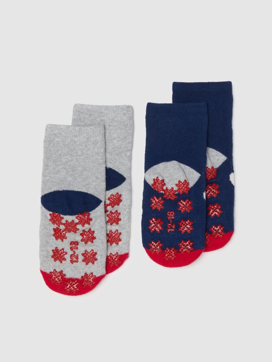 Multi-coloured baby Christmas socks twin pack in cotton blend_1