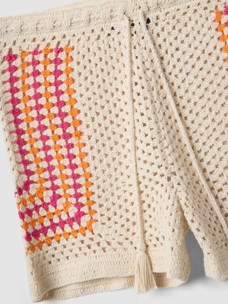 Shorts beige in puro cotone crochet_5