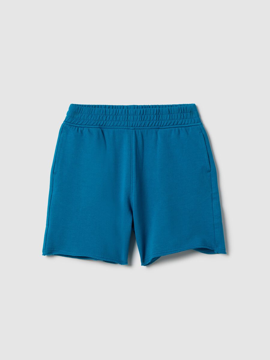 Children's regular fit blue short joggers in pure cotton_0