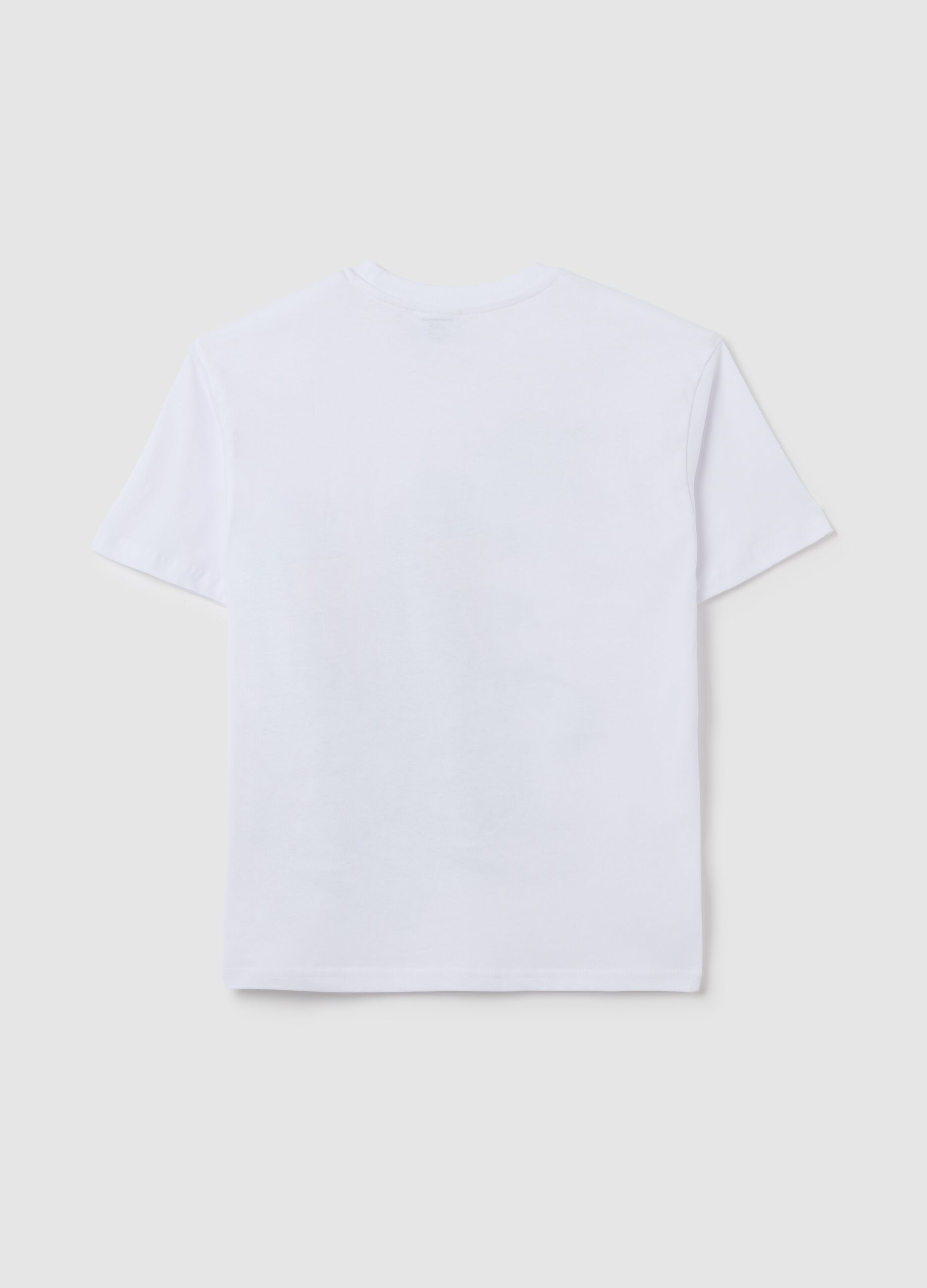 Boy's white pure cotton regular fit T-shirt with print