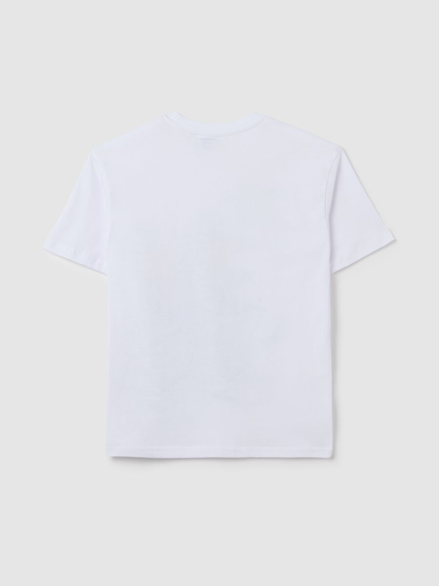 T-shirt da ragazzo in puro cotone bianca regular fit con stampa_4