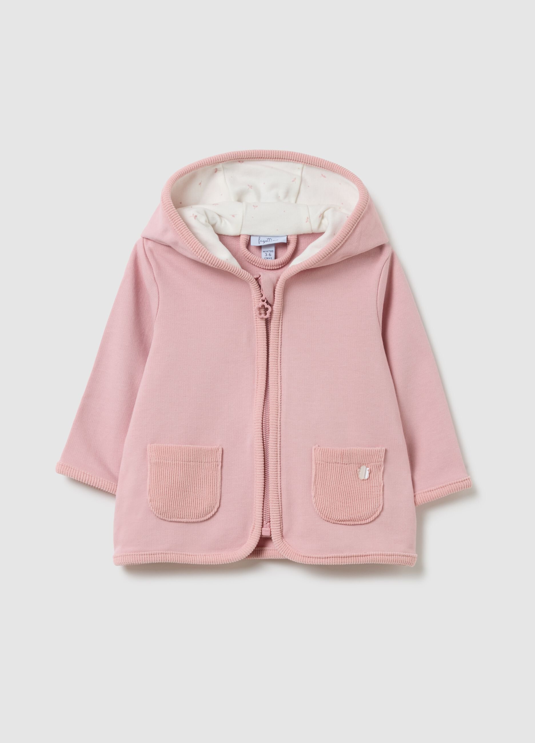 Girls' Pink Pure Cotton Jacket - Regular Fit