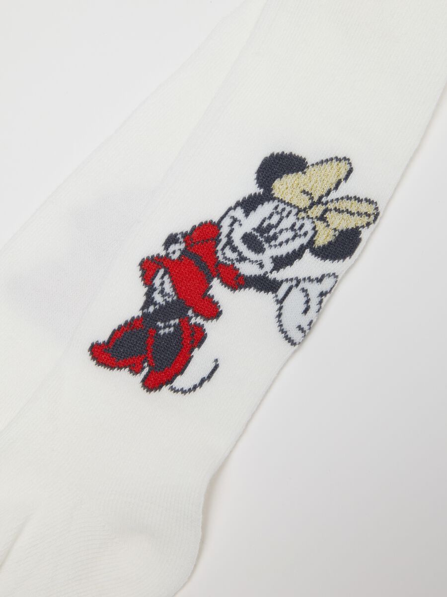 White cotton Disney print baby tights_2