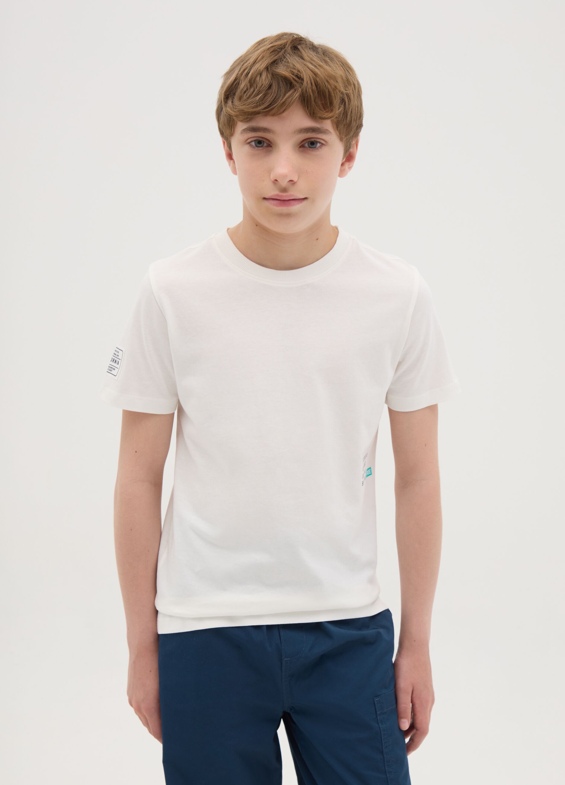 White short sleeve T-shirt made of organic cotton OVS Kids