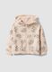 Felpa rosa con cappuccio in cotone elasticizzato con zip e stampa all over per bimba_0