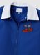 Blue boys&rsquo; school apron with zip and go-kart embroidery_2
