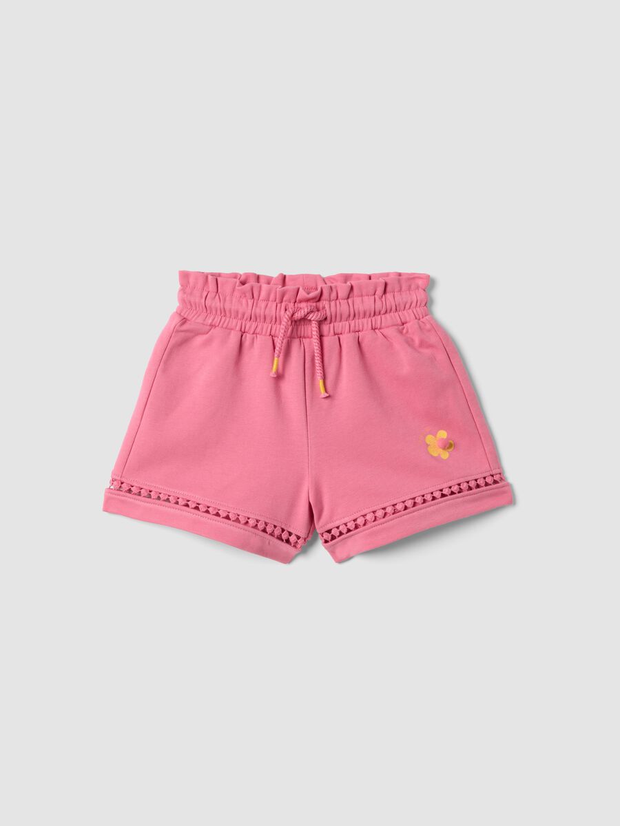 Girls&rsquo; Pink Stretch Cotton Shorts, Regular Fit_0