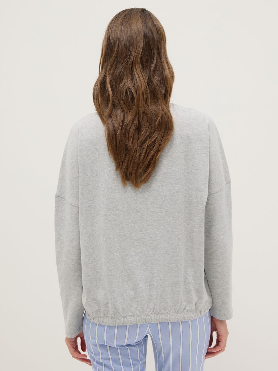 Maglia pigiama girocollo grigia in misto cotone regular fit con stampa_2