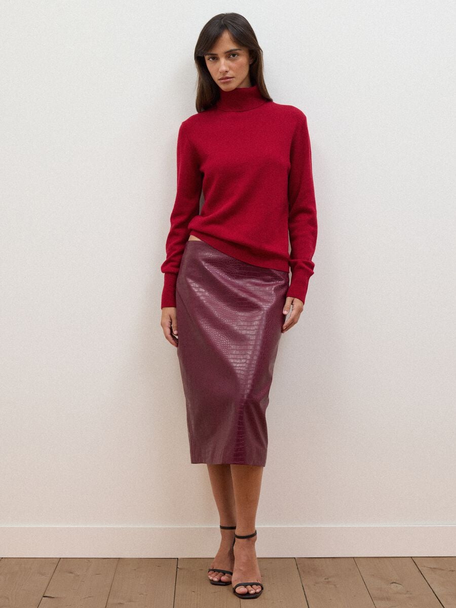 Maglia rossa in pura lana con dolcevita regular fit_1
