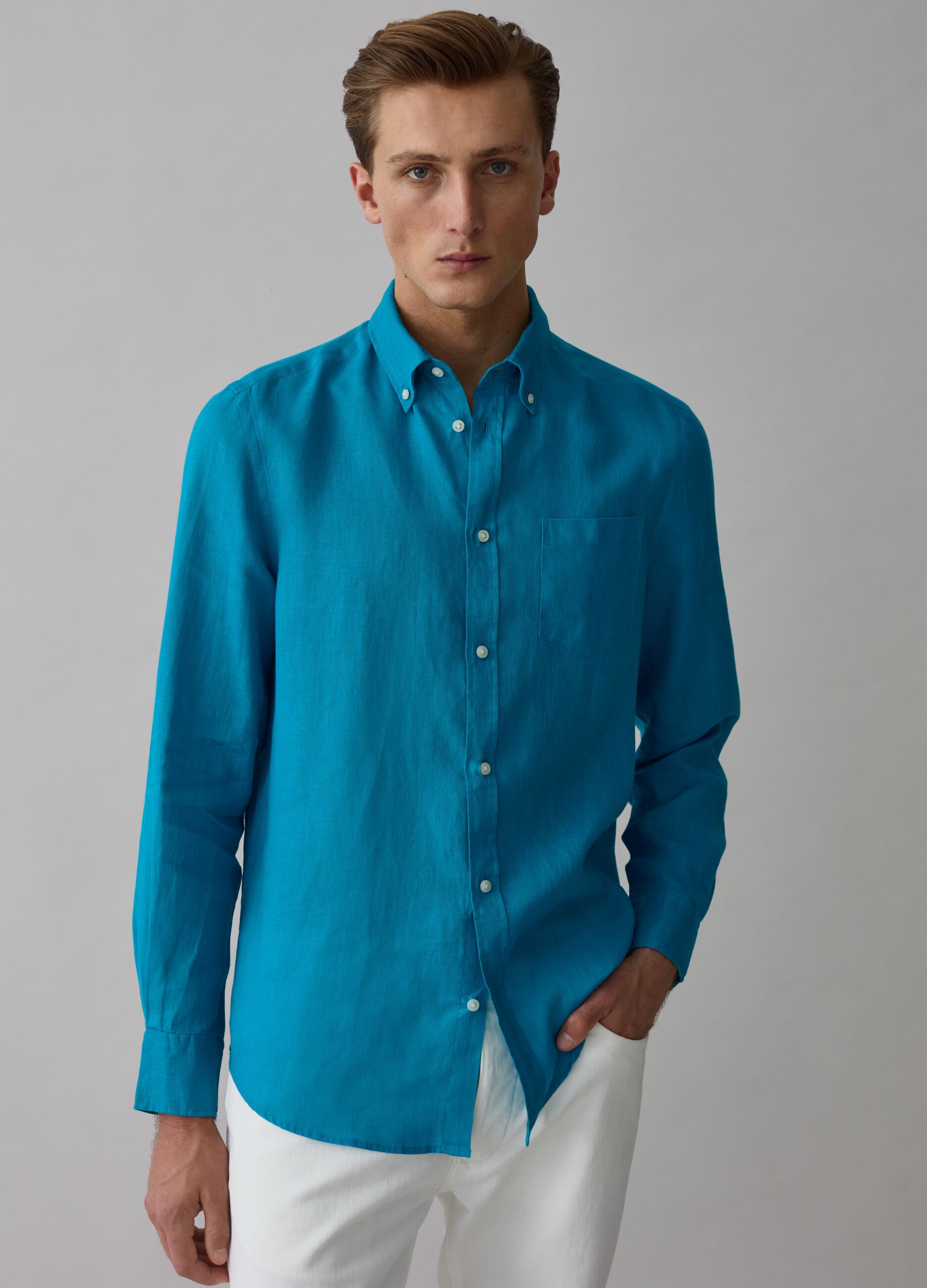 Ovs Camicia regular fit in lino button-down