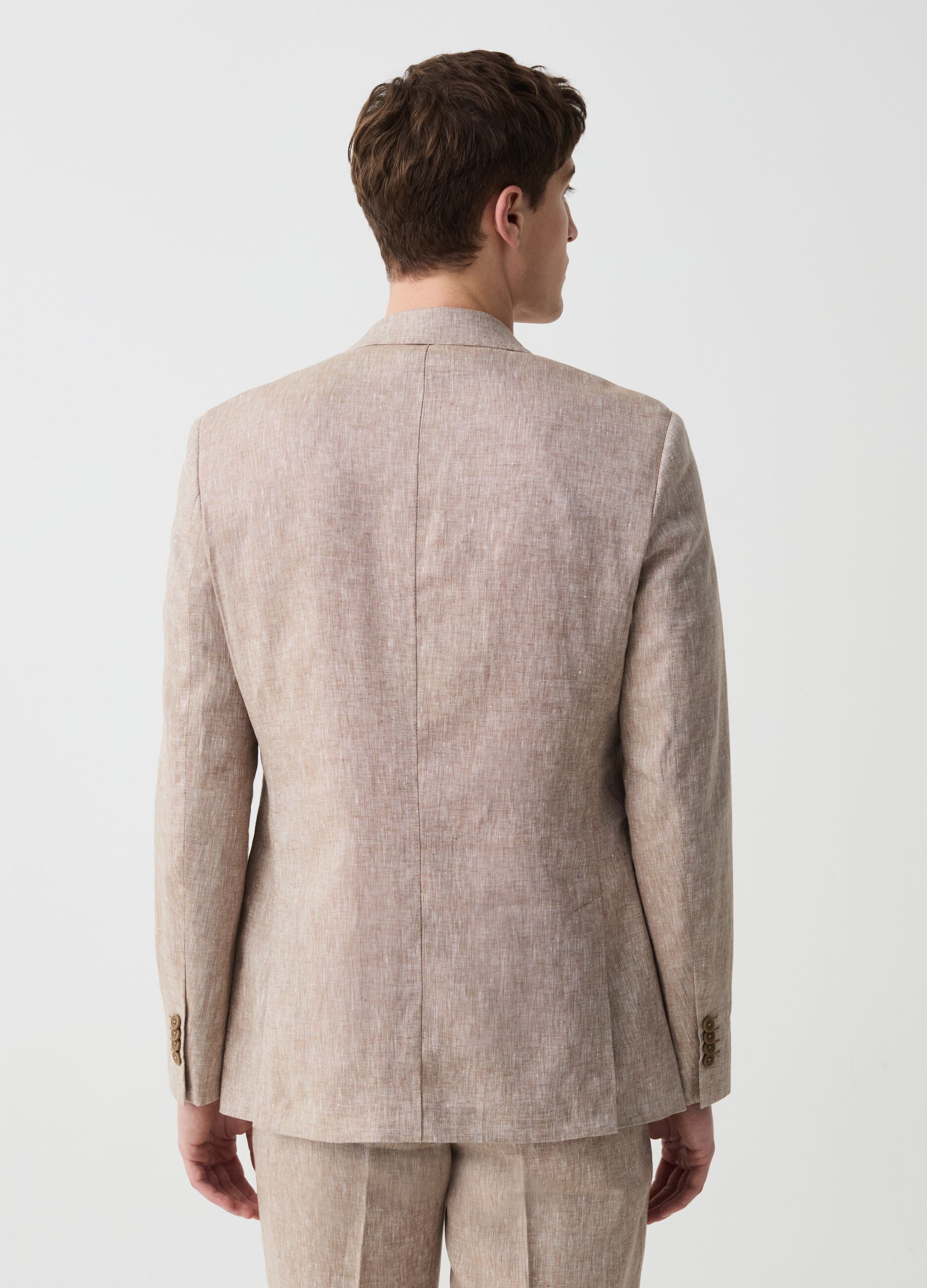 Slim-fit single-breasted blazer in linen