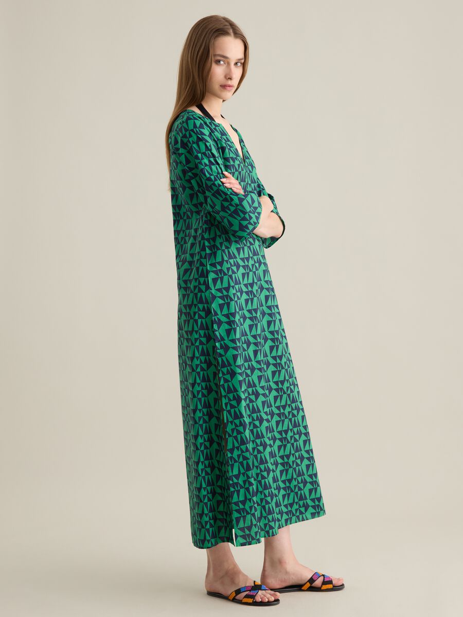 Women's Long Dress in Multicolour Pure Cotton_1