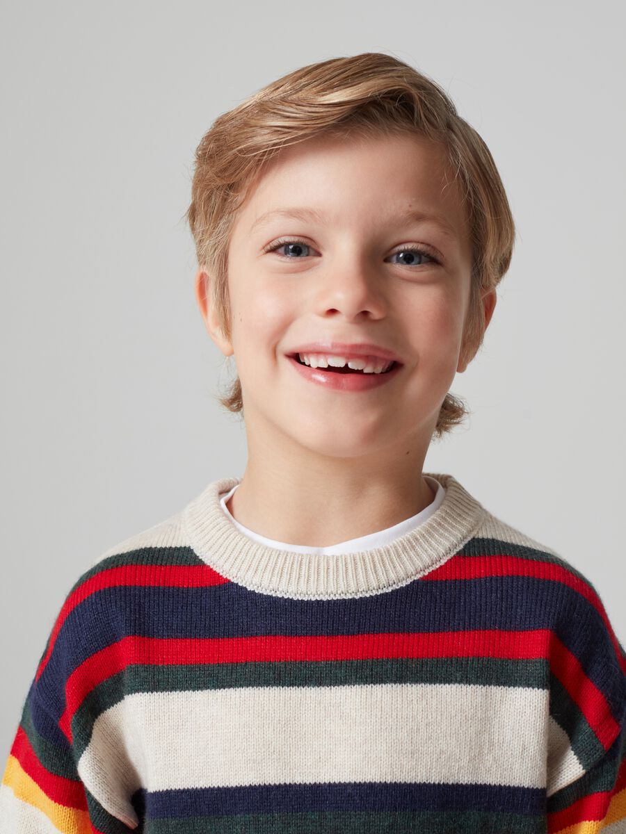 Pullover con fantasia a righe multicolore_0
