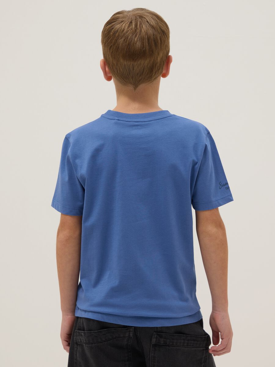 T-shirt in puro cotone blu da ragazzo regular fit con stampa_1