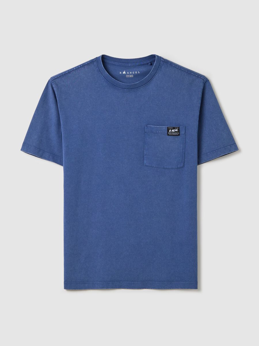 Men's Blue Crew Neck Cotton T-Shirt_4