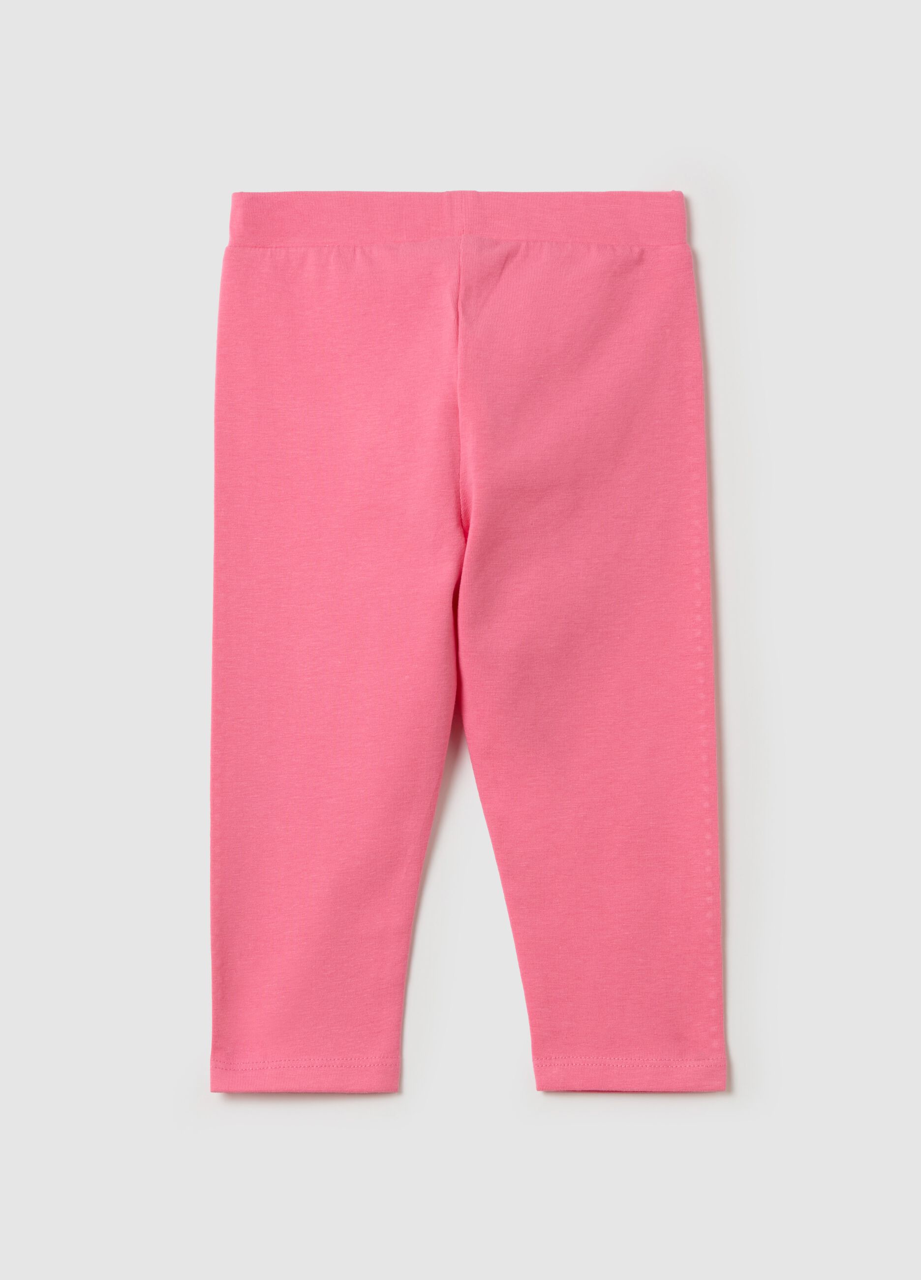 Stretch cotton leggings with diamanté motif