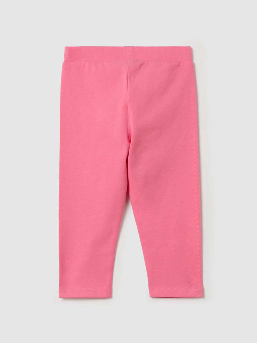 Stretch cotton leggings with diamanté motif_1