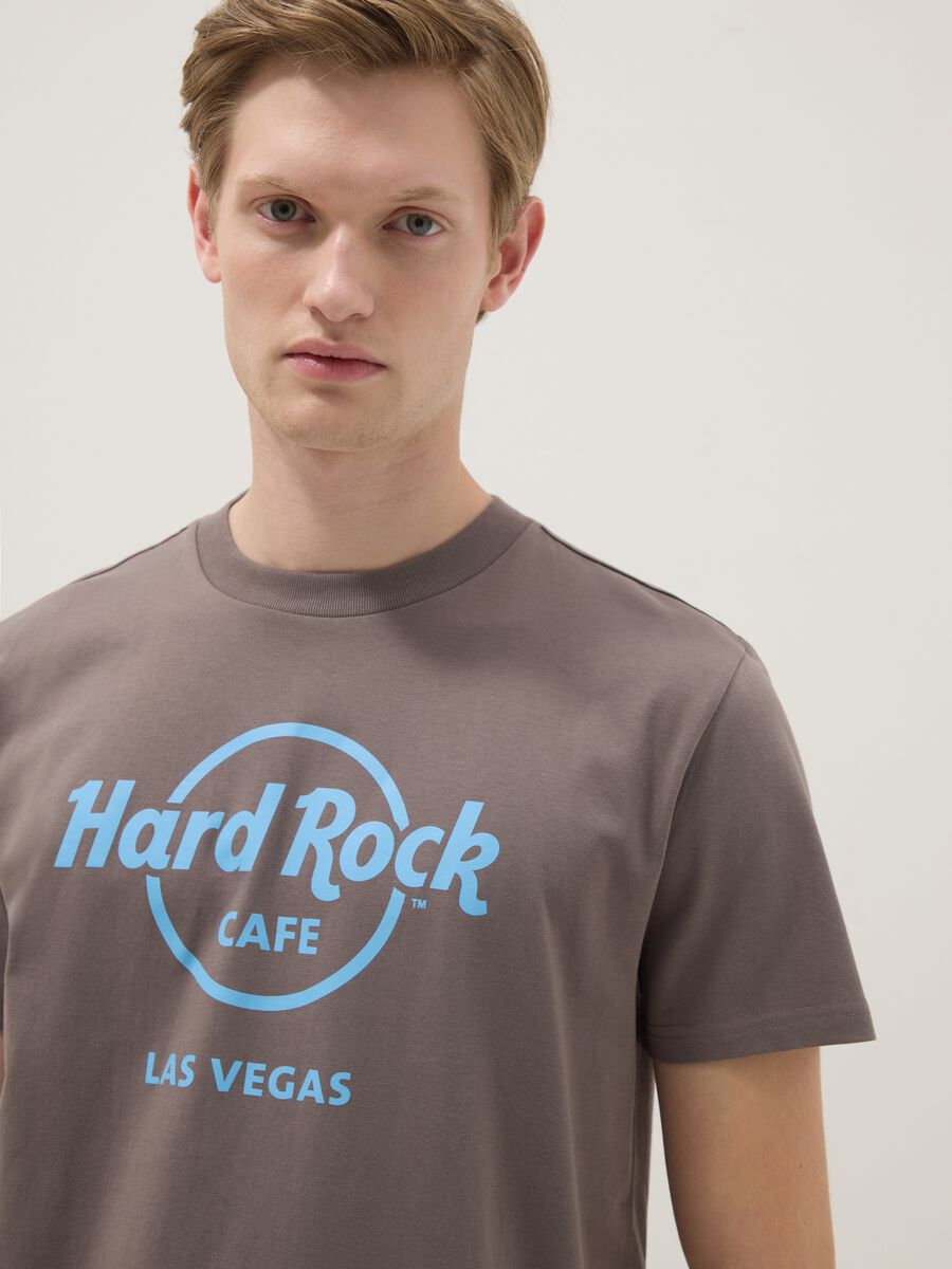 Grey regular fit pure cotton T-shirt with Hard Rock Cafe logo_3