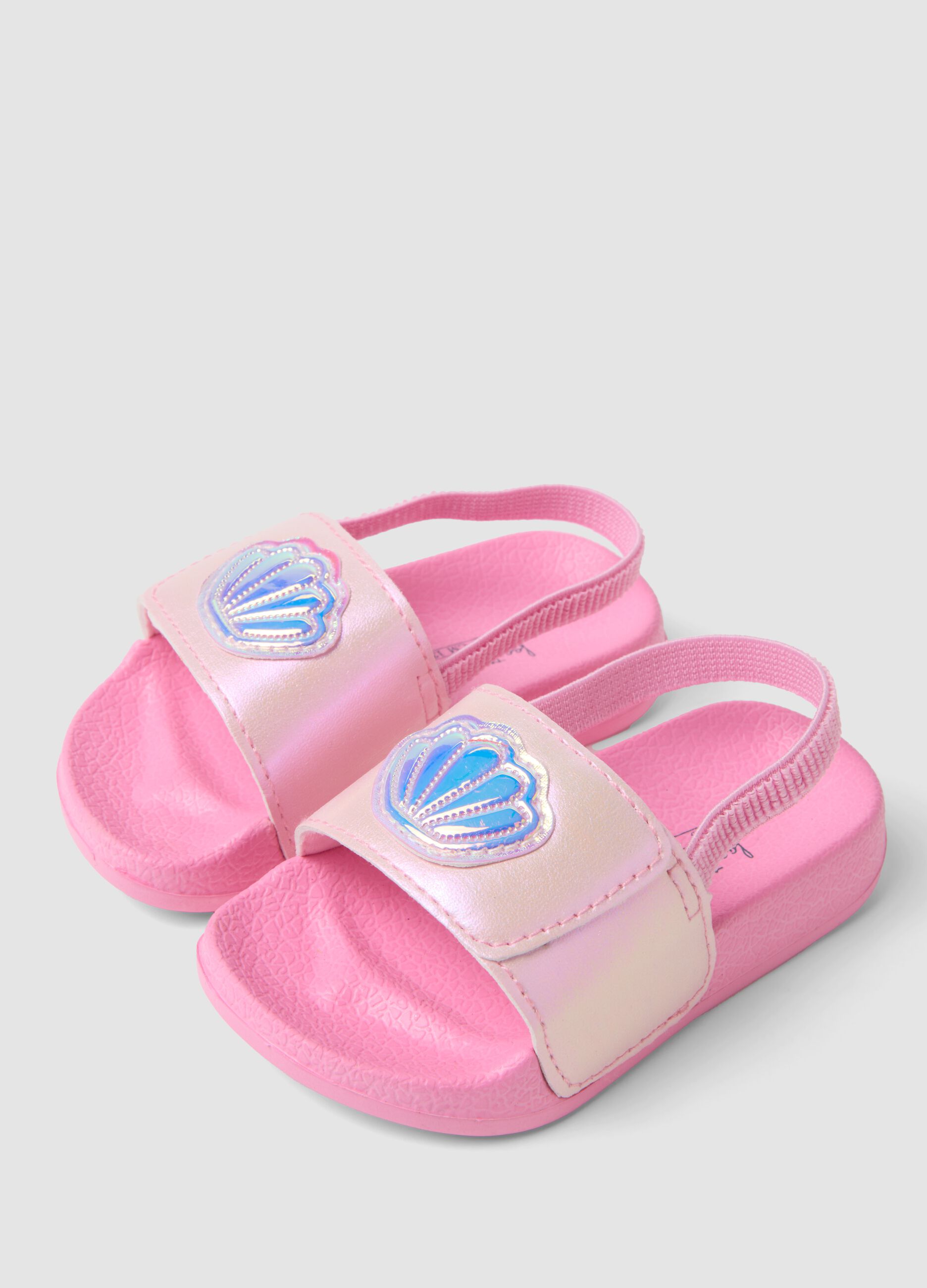 Pink baby girls&rsquo; sliders with front strap and back heel strap