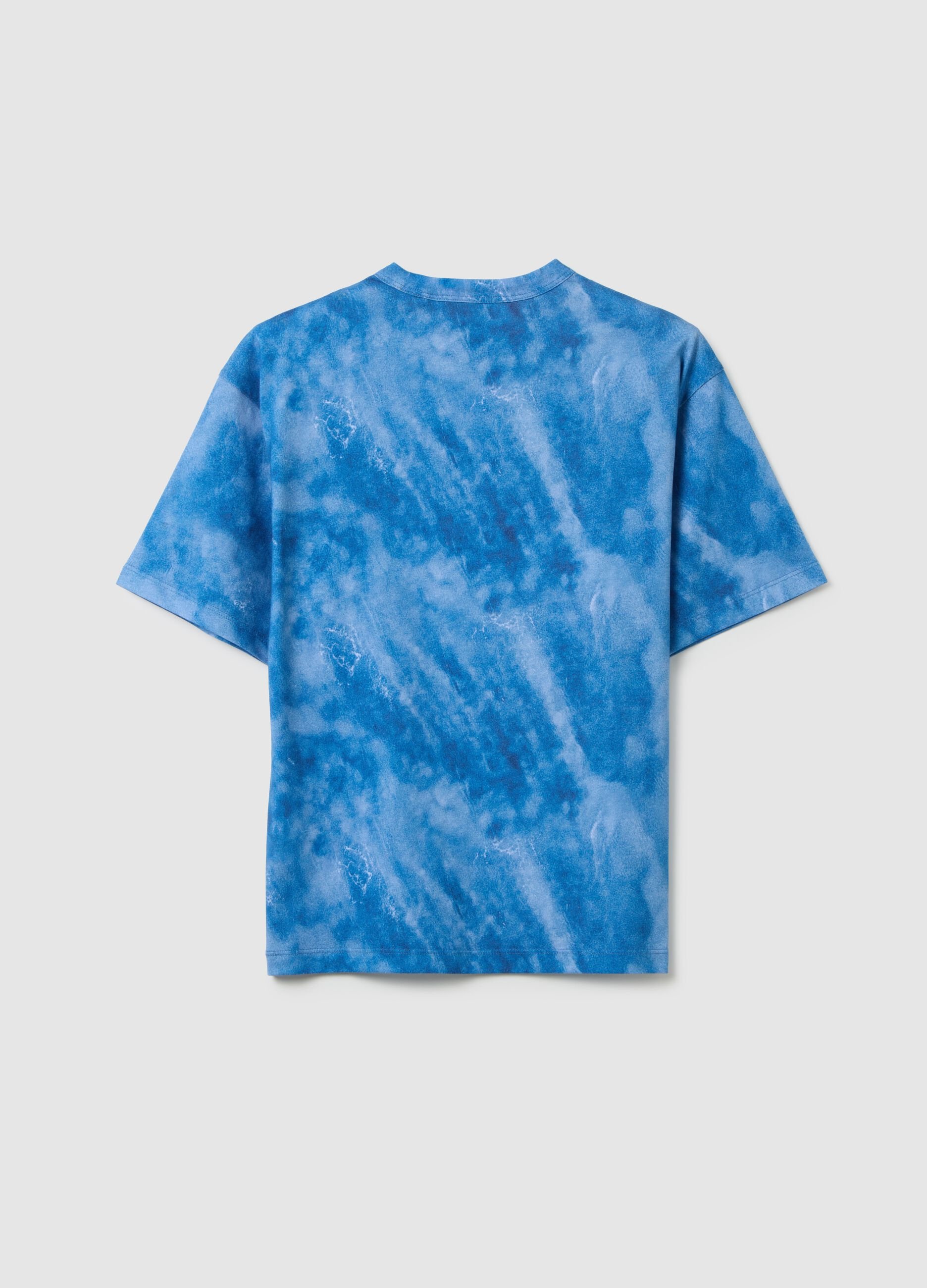 Regular fit boys' blue pure cotton T-shirt with skeleton print