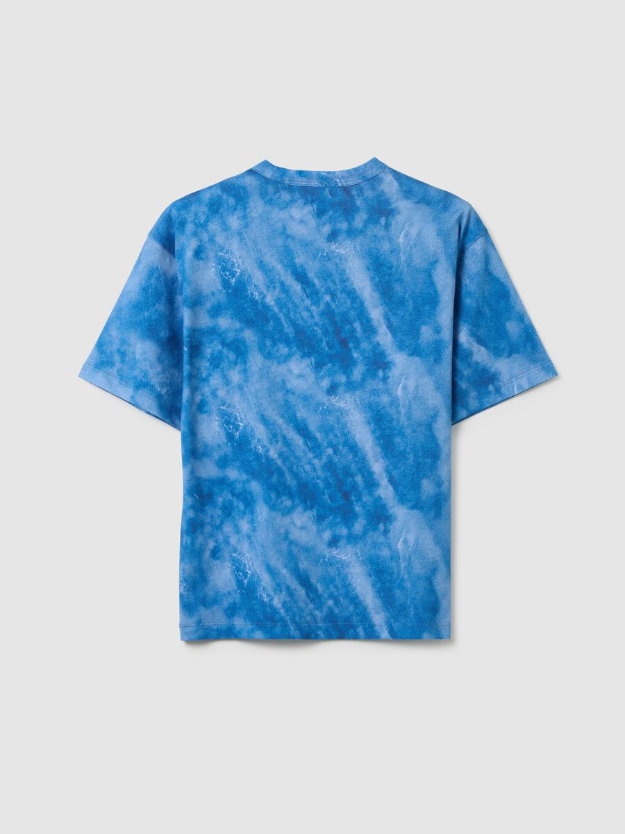 Regular fit boys' blue pure cotton T-shirt with skeleton print_4