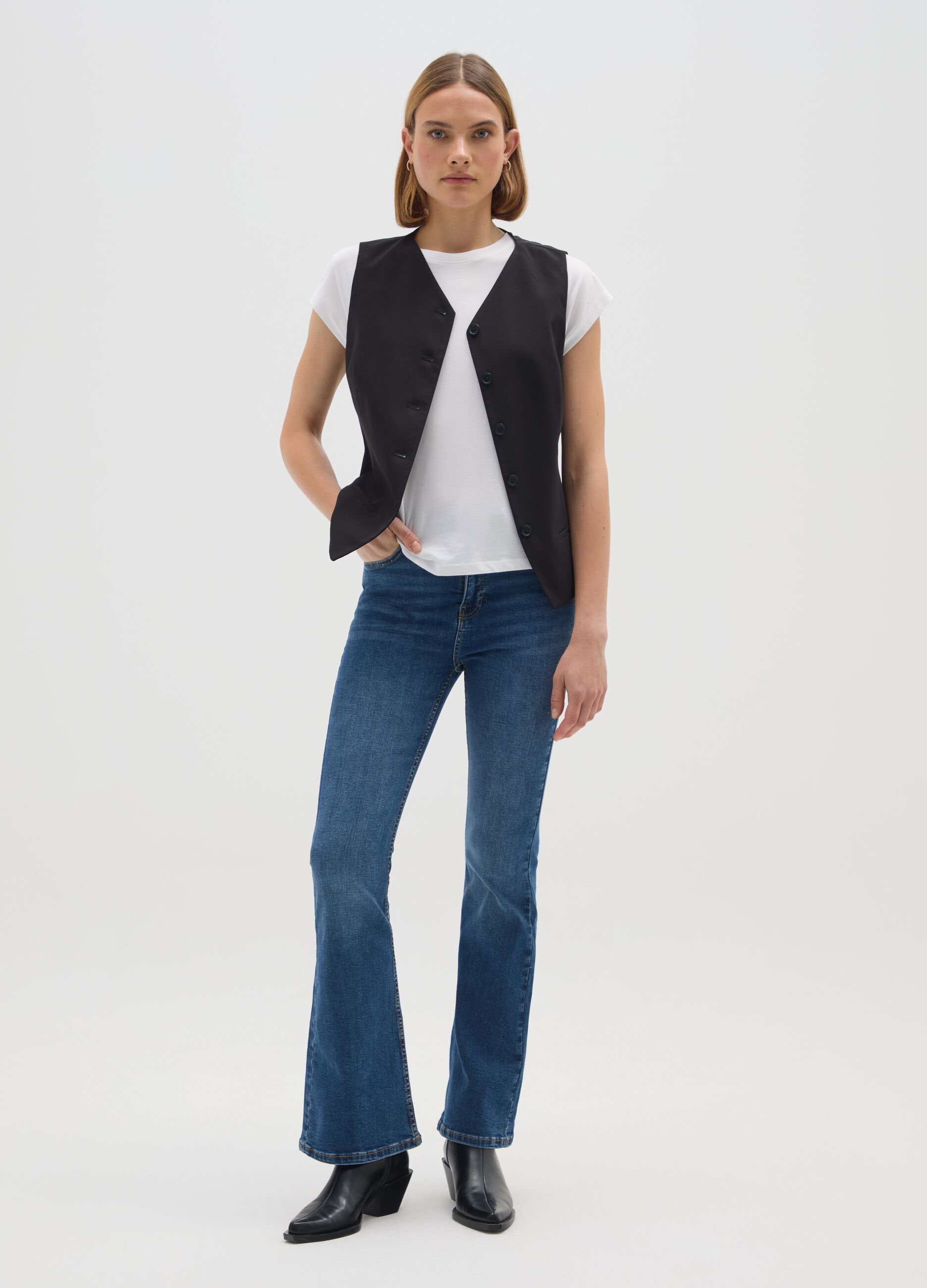 Stretch Denim Flare Jeans