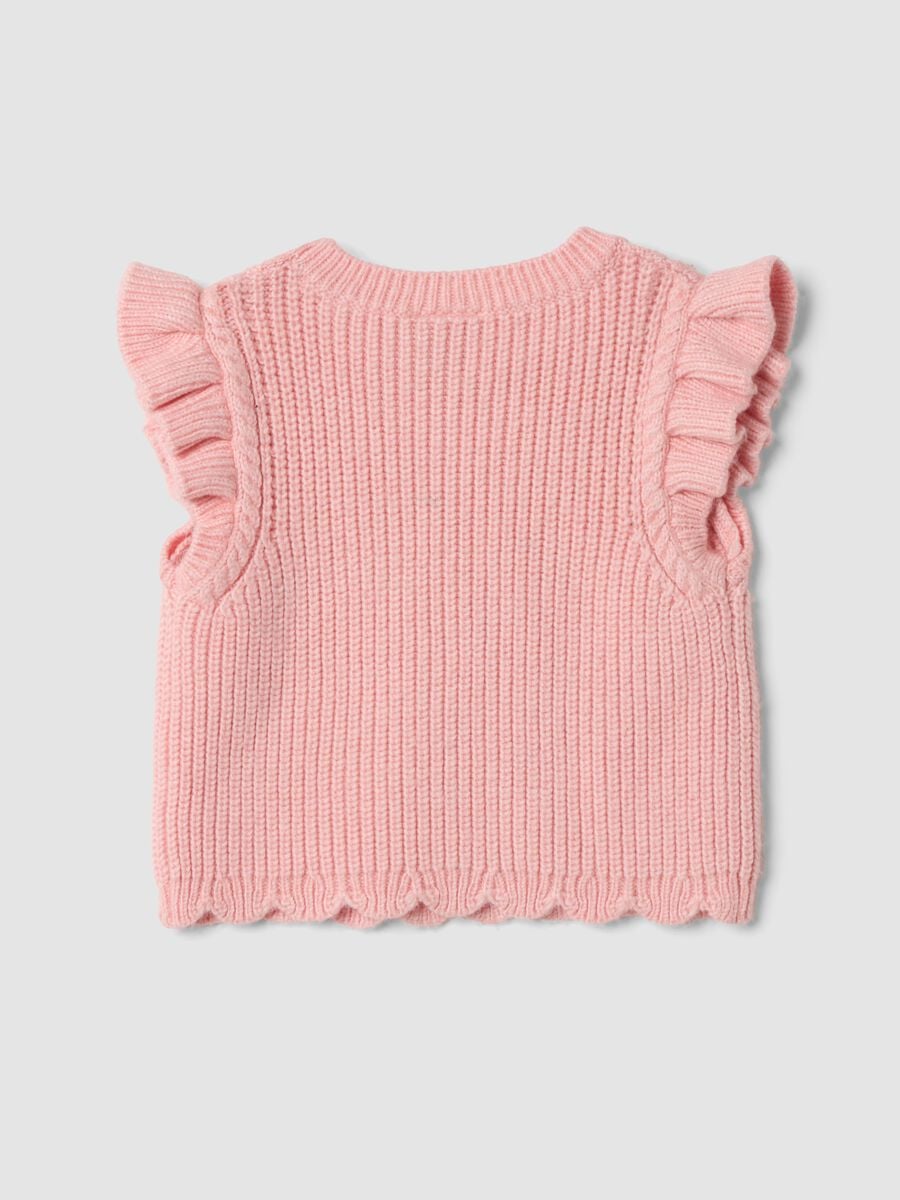 Light pink viscose-blend knitted crew-neck gilet_1