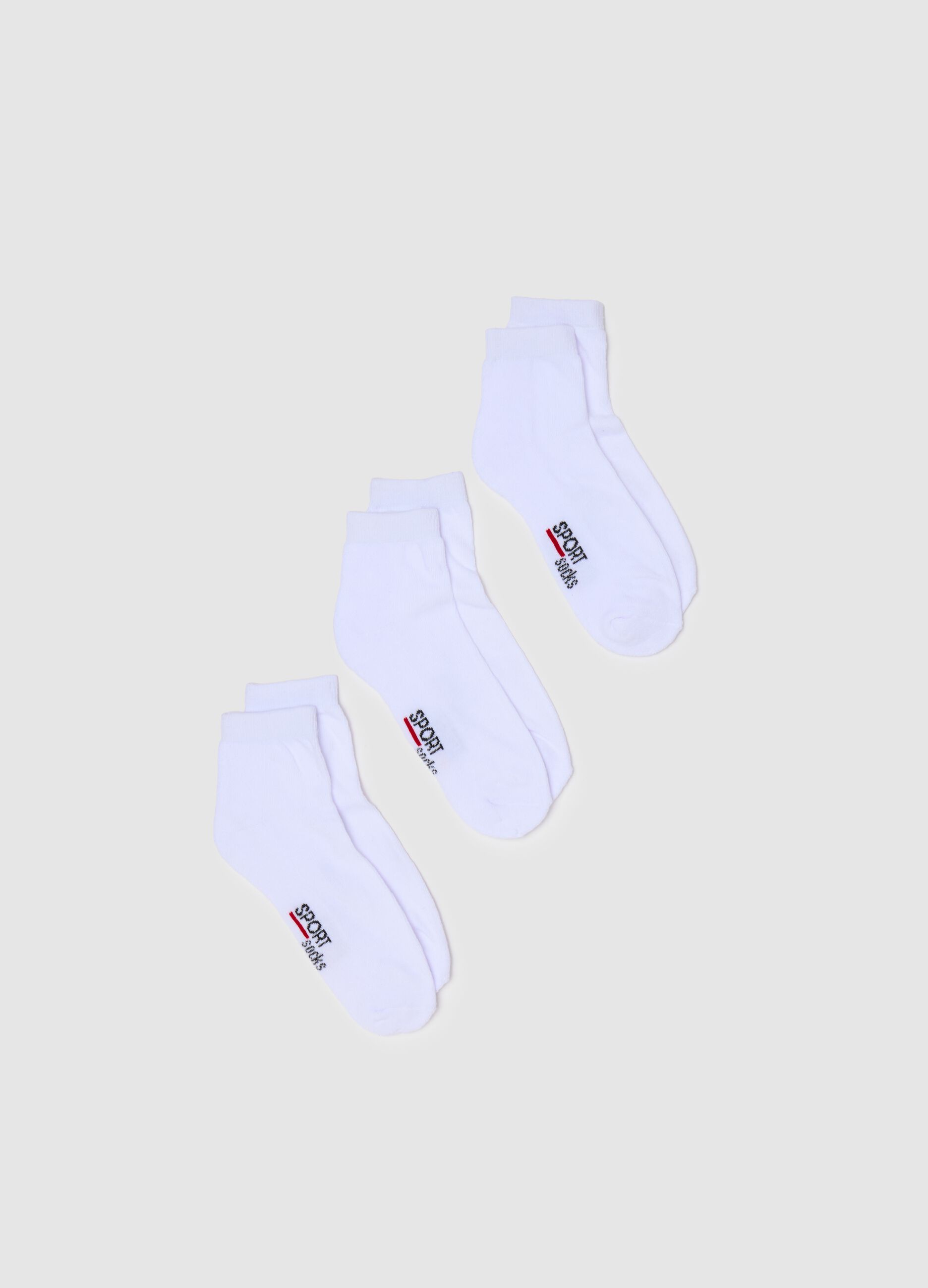 Pack of three men's short white cotton stretch socks