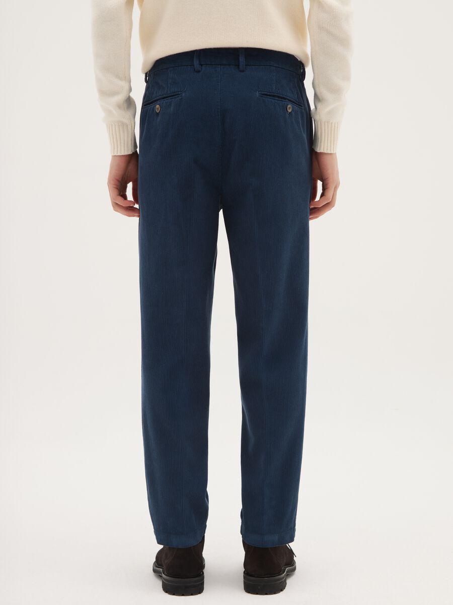Blue regular fit chino trousers in pure cotton cords_2