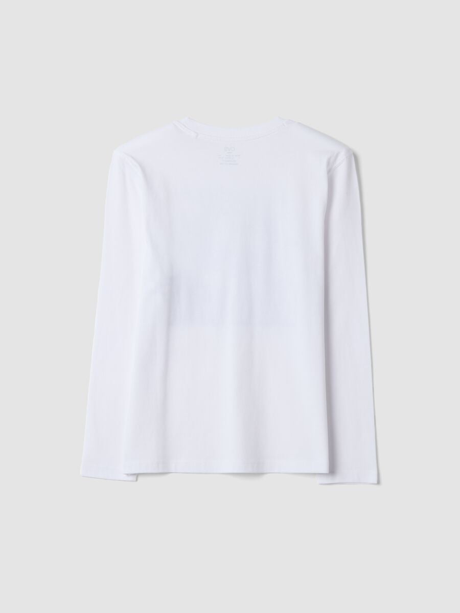 White crew-neck T-shirt in pure organic cotton with slogan, relaxed fit_1