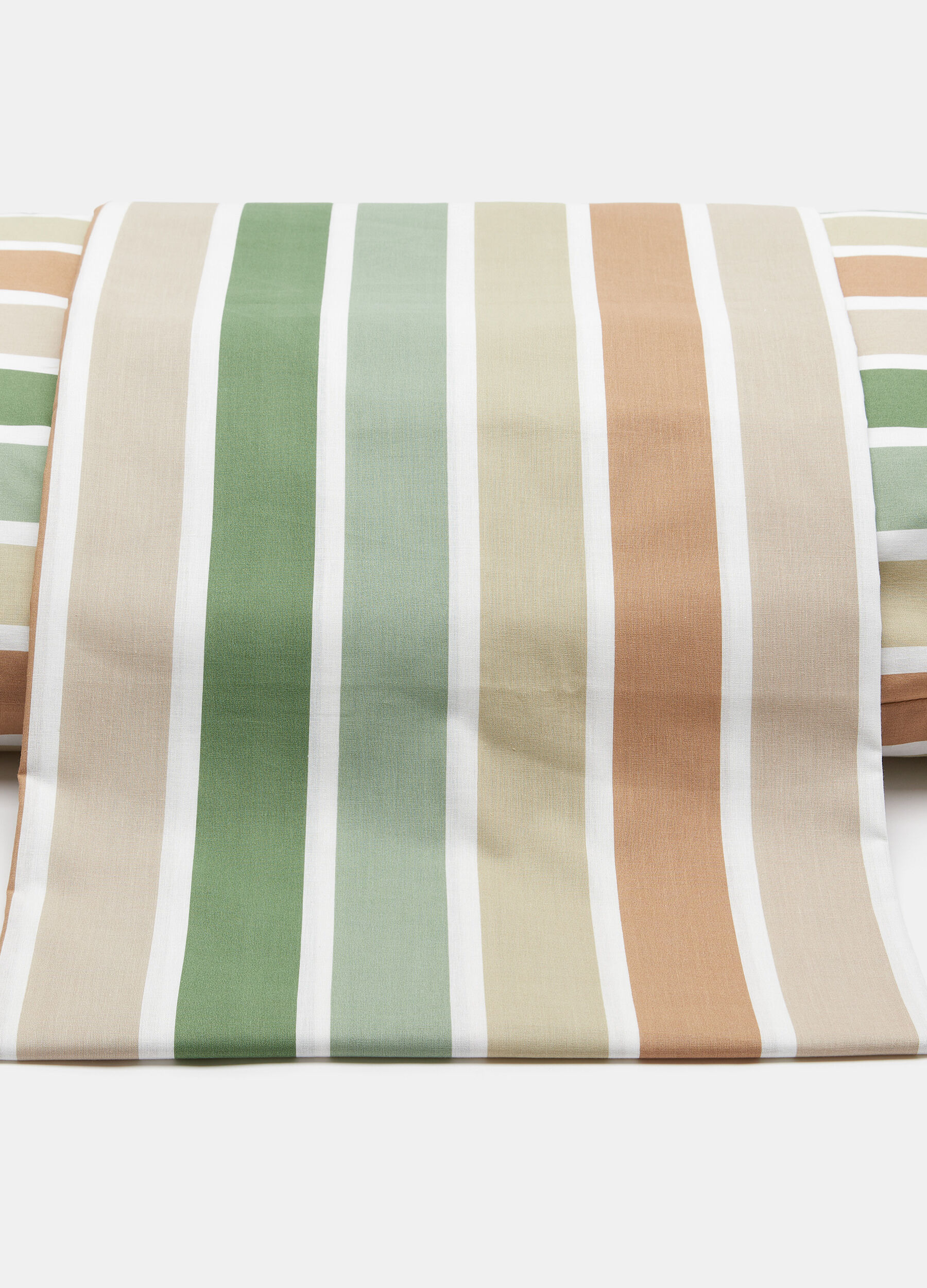 Set of 1 double bed sheet + 2 striped pillowcases in 100% cotton