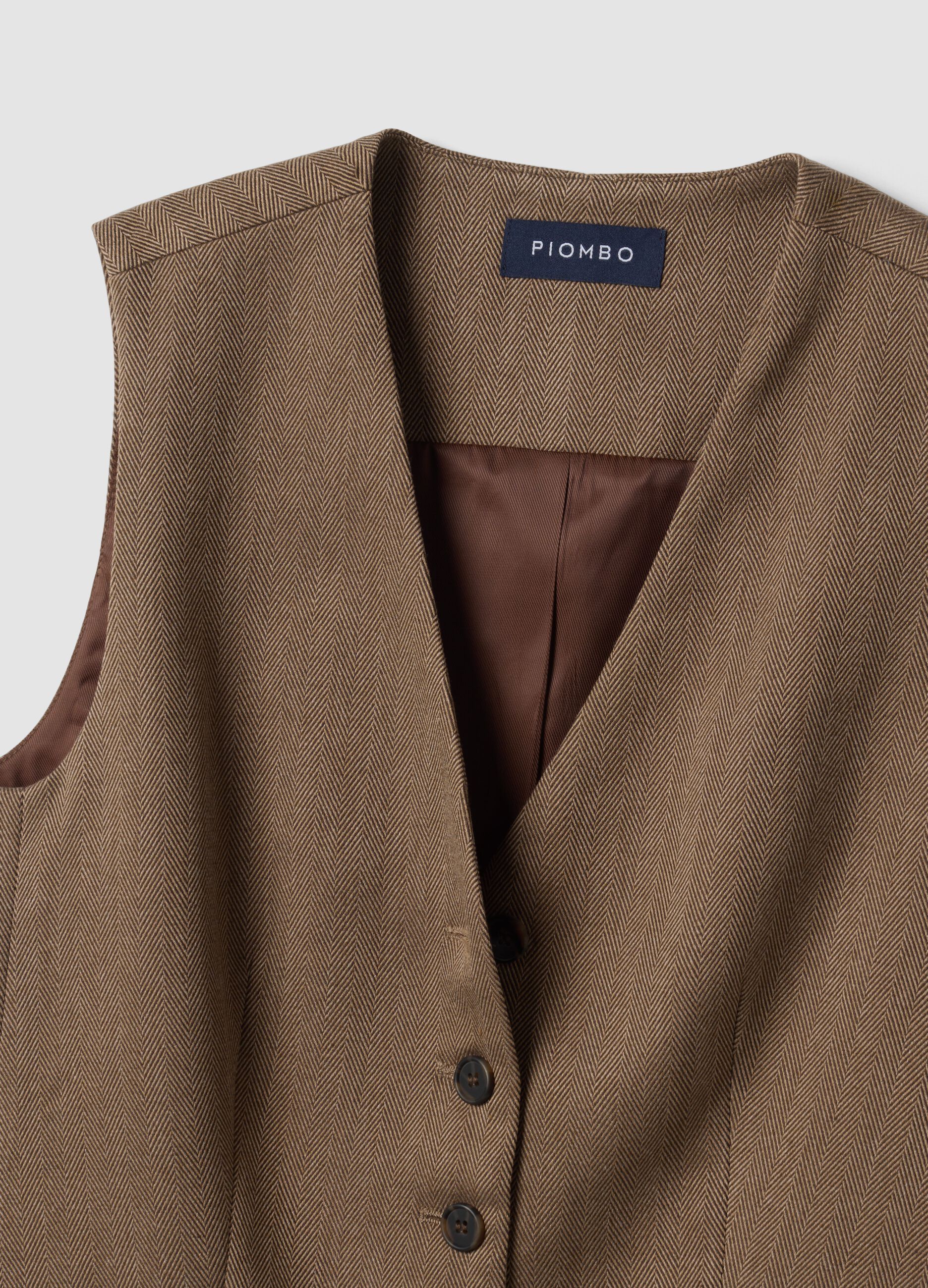 Brown stretch viscose regular-fit waistcoat