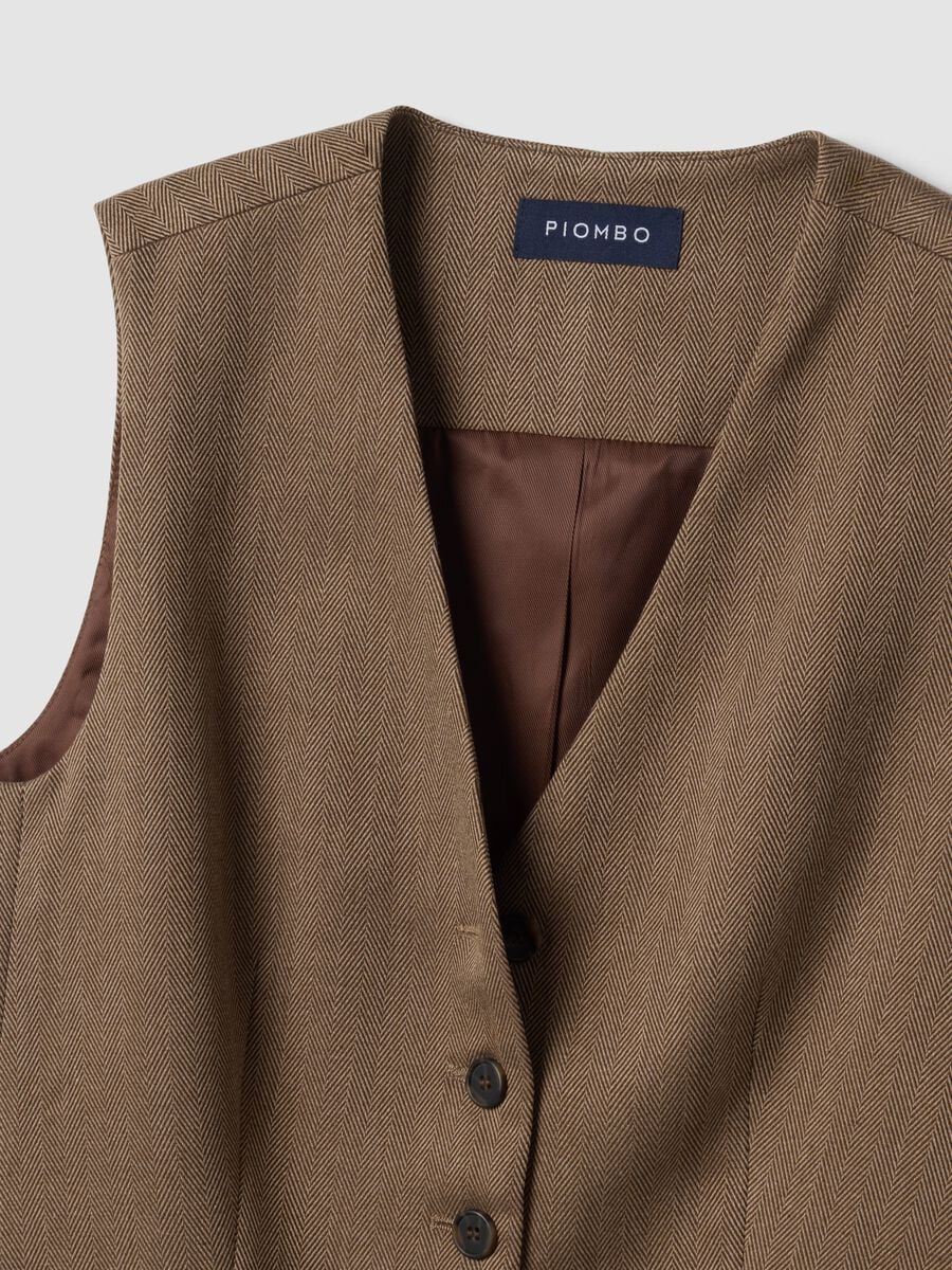 Gilet marrone in viscosa elasticizzata regular fit_5