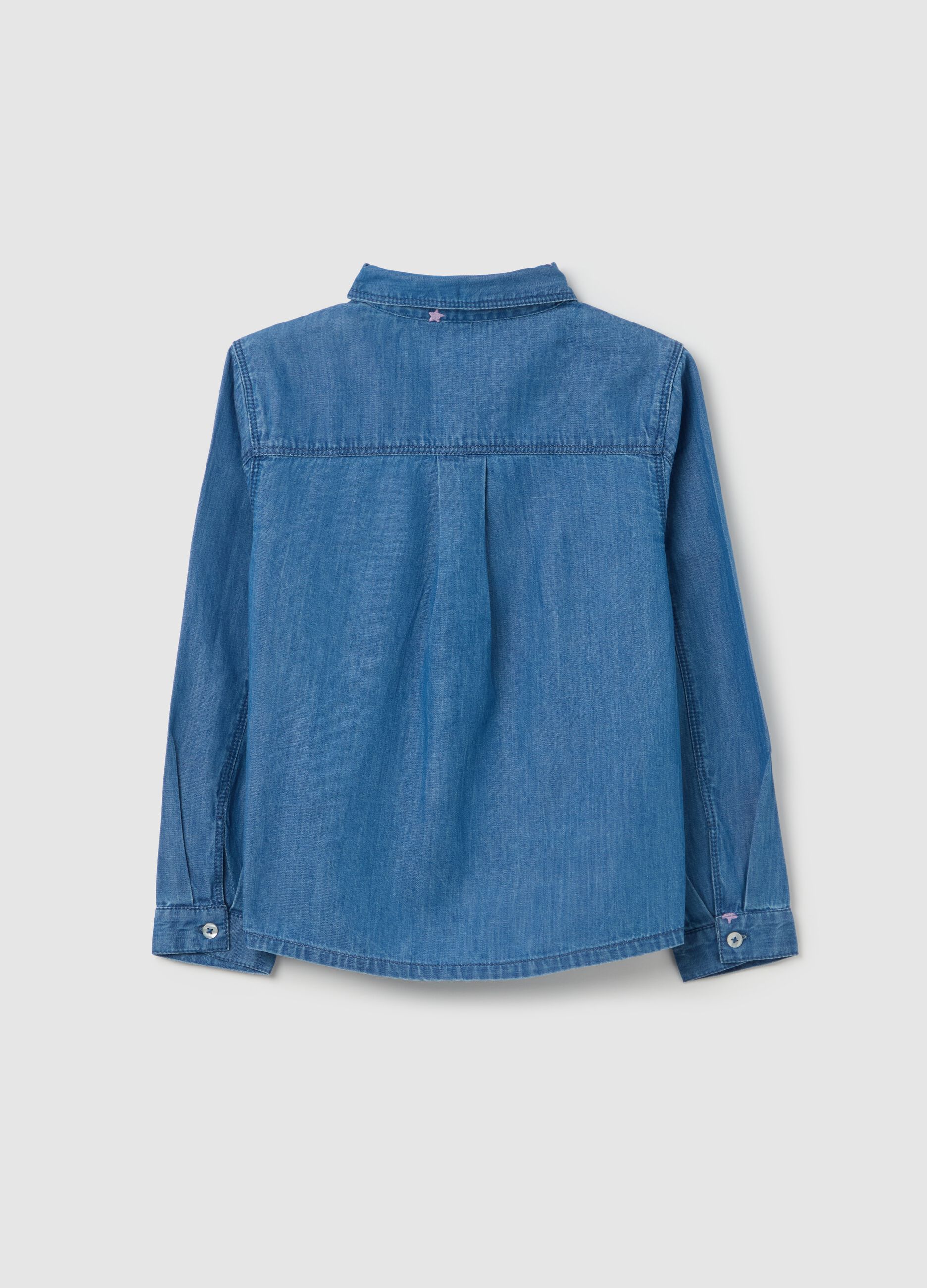 Shirt in denim with stars embroidery