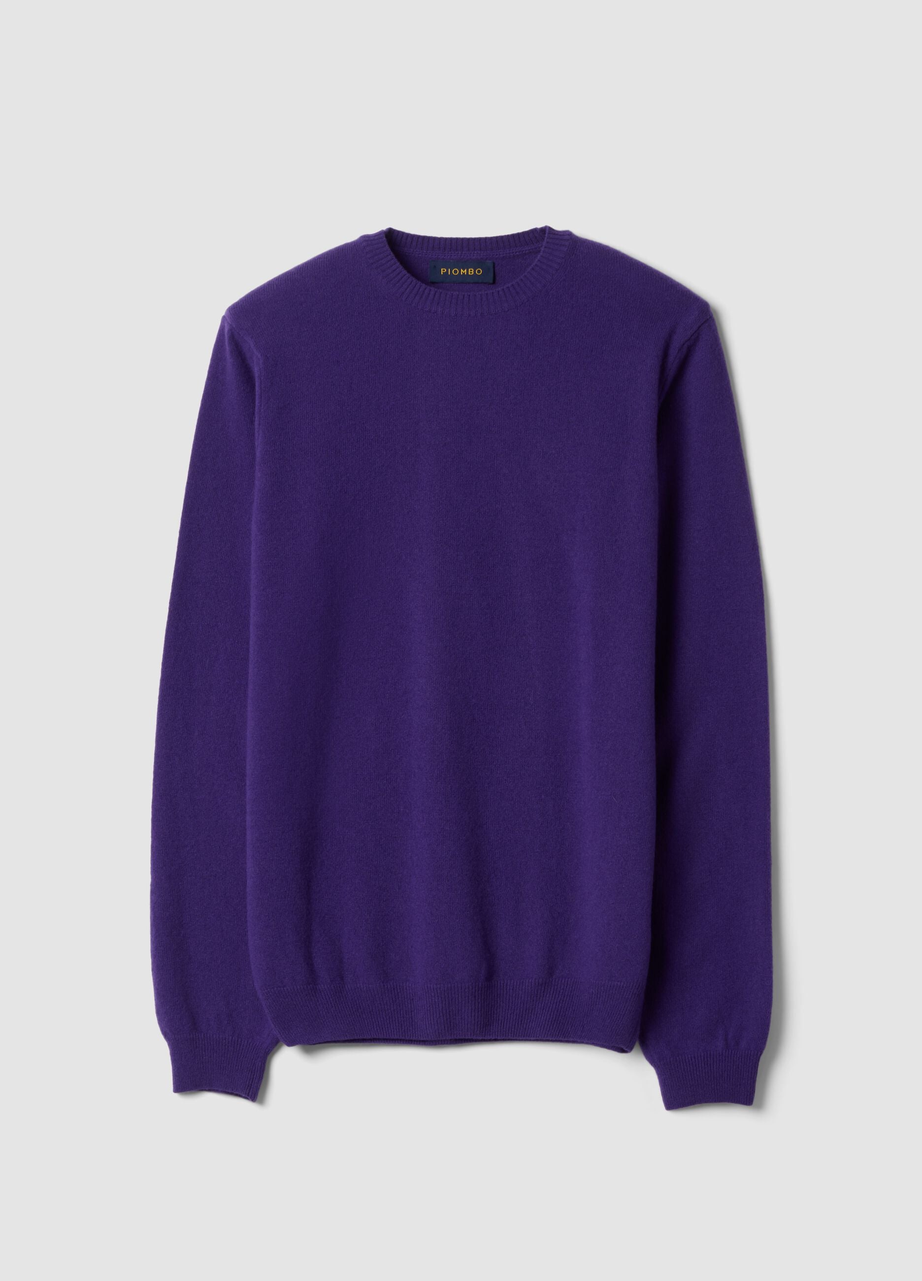 Purple pure wool crew-neck jumper, regular fit
